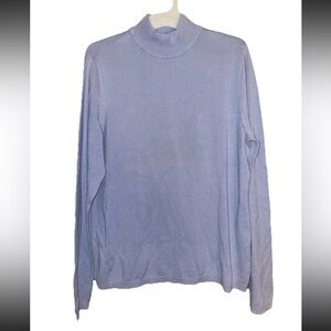 Chico's Light Blue Tight-Knit Mock Neck Pullover Sweater Women’s Sz M SOFT